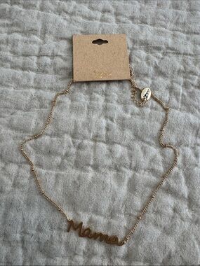 Mama Script Pendant Necklace - Gold Tone metal